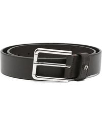 Aigner - Logo-Plaque Leather Belt - Lyst