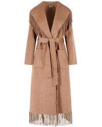 Jonathan Simkhai - Fringe-Trimmed Belted Coat - Lyst