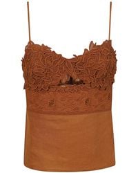 Ermanno Scervino - Lace-Panelled Spaghetti-Strap Top - Lyst