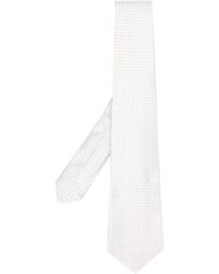 Kiton Corbata con motivo de lunares - Blanco