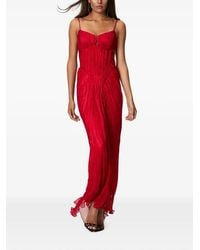 NORINA ST - Cat Lace-Up Crinkled-Chiffon Maxi Dress - Lyst