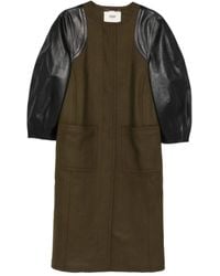 Fendi - Wollen Jas Met Leren Mouwen - Lyst