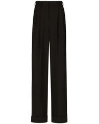 Dolce & Gabbana - Pantaloni A Gamba Ampia Con Pieghe - Lyst