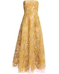 Elie Saab - Floral Embroidered Strapless Maxi Dress - Lyst
