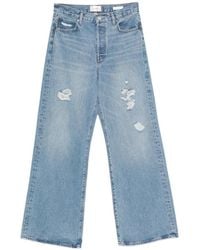 FRAME - The Loose Distressed Wide-Leg Jeans - Lyst