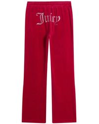 Juicy Couture - Diamanté-Logo Velour Track Pants - Lyst