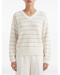 Brunello Cucinelli - Striped Ribbed-Knit Sweater - Lyst