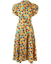 LHD Floral Print Midi Dress - Yellow
