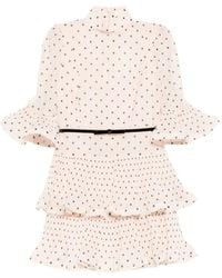 Zimmermann - Pleated Polka Dot Mini Dress - Lyst