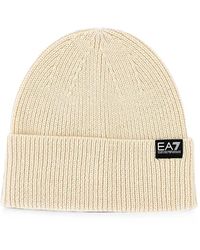 EA7 - Ribbed-Knit Beanie Hat - Lyst