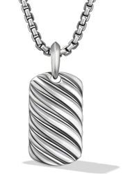 David Yurman - Sterling Silver Small Sculpted Cable Tag Pendant - Lyst