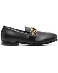 Moschino - Logo-plaque Leather Loafers - Lyst