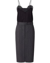 Pinko - Vestido Midi A Rayas Diplomáticas Con Ribete De Encaje - Lyst