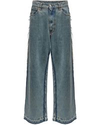 MM6 by Maison Margiela - Relaxed Fit Distressed Wide-Leg Jeans - Lyst