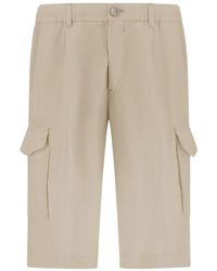 Herno - Short Cargo En Lin À Effet Délavé - Lyst