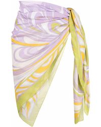 Emilio Pucci Graphic-print Side Tie-fastening Skirt - Yellow