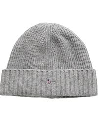 GANT - Logo Cotton Blend Beanie - Lyst