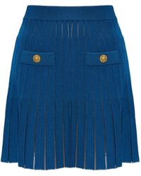 Balmain - Button-Detail Pleated Skirt - Lyst