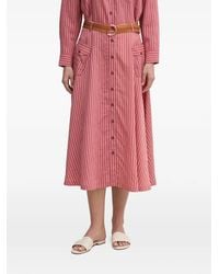 La Petite Francaise - Joyce Striped Belted Midi Skirt - Lyst