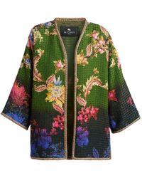 Etro - Abrigo Con Motivo Floral En Jacquard Abierto En El Frente - Lyst