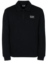 EA7 - Logo-Patch Half-Zip Sweater - Lyst