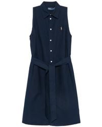 Polo Ralph Lauren - Robe-Chemise Courte Ceinturée À Design Sans Manches - Lyst