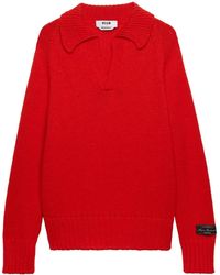 MSGM - Trui Met Klassieke Kraag En Patch Op De Mouw - Lyst