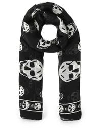 McQueen - Classic Skull-Print Silk Scarf - Lyst