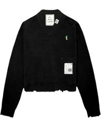 Maison Mihara Yasuhiro - Frayed V-Neck Sweater - Lyst