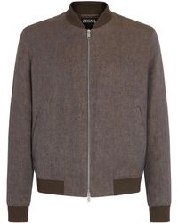 ZEGNA - Oasi Lino Bomber Jacket - Lyst