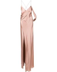 Michelle Mason Silk Wrap Floor-length Gown - Pink