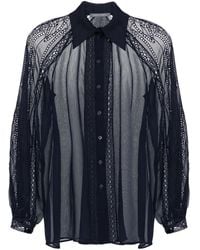 Alberta Ferretti - Camisa de gasa con ribete de encaje - Lyst