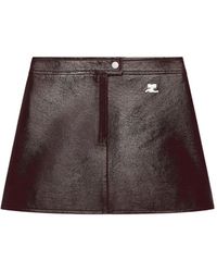 Courreges - Logo-Patch Vinyl-Effect Mini Skirt - Lyst