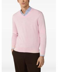 Hackett - Embroidered-Logo V-Neck Cotton Jumper - Lyst