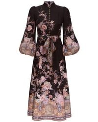 Zimmermann - Luna Linen Midi Dress - Lyst