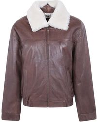 Seventy - Faux-Shearling-Collar Leather Jacket - Lyst