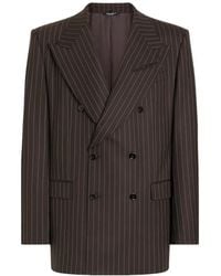 Dolce & Gabbana - Double-Breasted Pinstriped Wool Jacket - Lyst