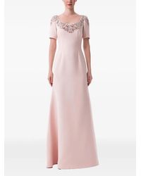 Dina Melwani - Floral-Embellished Scoop-Neck Maxi Dress - Lyst