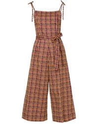 LHD - Tie-Strap Checked Jumpsuit - Lyst