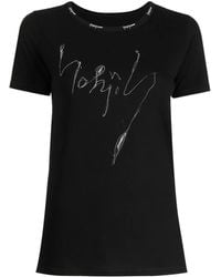 Yohji Yamamoto - Illustration-Print Logo-Embroidered T-Shirt - Lyst