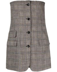 Gucci - Robe courte drappée en laine à carreaux prince de galles - Lyst