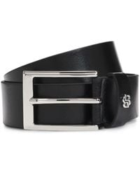BOSS - Leather Logo-Plaque Buckle Belt - Lyst