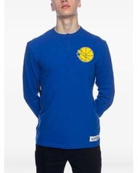 Mitchell & Ness - Henley T-Shirt Met Basketbal-Logo - Lyst
