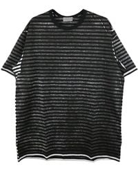 Yohji Yamamoto - Striped Cotton T-shirt - Lyst