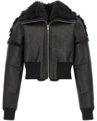 Rick Owens - Flight Jkt Cropped Shearling-Lined Bomber Jacket - Lyst