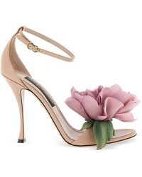Dolce & Gabbana - Sandales En Cuir Desirée À Appliques Fleurs - Lyst