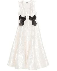 Ganni - Satin Cloque Midi Dress - Lyst