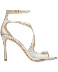 Jimmy Choo - Azia 95 Champagne Glitter Leather Sandals - Lyst