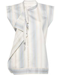 Lemaire - Striped Draped Sleeveless Shirt - Lyst