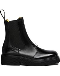 Marni - Logo-embossed Leather Chelsea Boots - Lyst